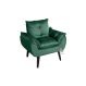 Poltrona/Cadeira Decorativa Glamour Com Pés Quadrado Verde Veludo