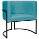 Poltrona Decorativa Para Sala Recepção Manicure Escritório Luna Suede Azul Turquesa Base de Ferro Preto