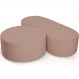Kit Puff Redondo Lola e Puff Recamier Orgânico Orbit W01 Linho Rosê - Lyam Decor
