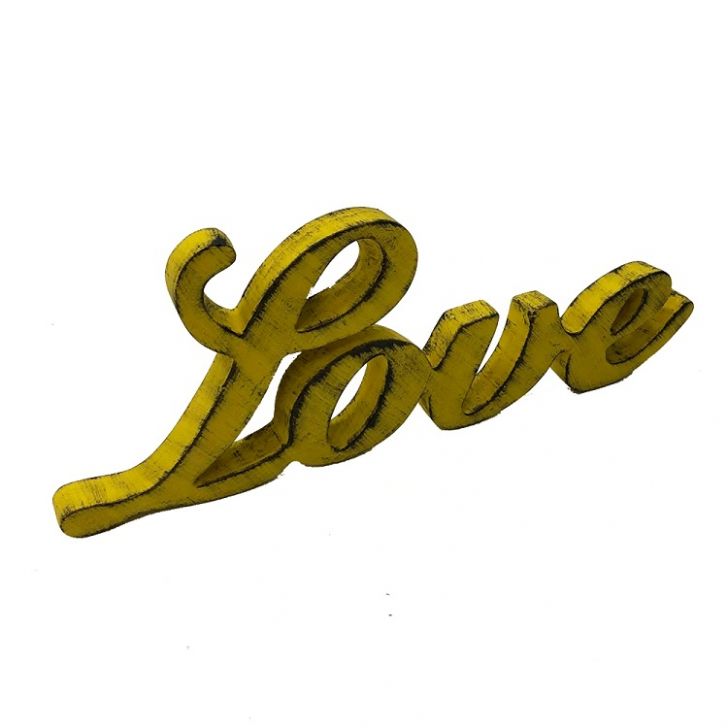 Placa Decorativa Letreiro Love Resina 9x25x2cm Cor Amarelo