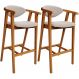 Kit 02 Banquetas Alta Para Cozinha Bancada Bar Sala de Jantar Fixa Cecília L02 Bouclê Creme - Lyam