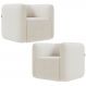 Kit 02 Poltronas Decorativas Para Sala de Estar Fixa Living Peônia K01 Bouclê Creme - Lyam Decor
