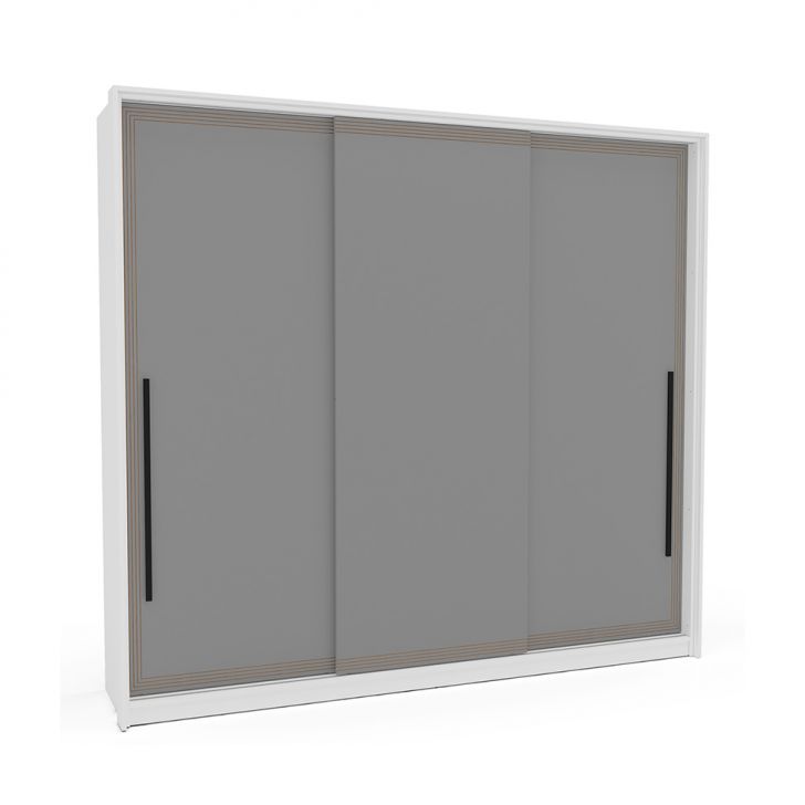 Guarda-roupa Casal Valência 3 Portas 4 Gavetas Branco E Cinza
