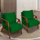 Kit 2 Poltronas Decorativas Confortáveis Para Sala Shine Suede Verde Pé Castanho - Clique E Decore
