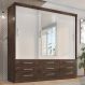 Guarda Roupa Casal Capri 3 Portas Correr 9 Gav C/ Espelho Chocolate/off White