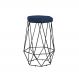 Banqueta Decorativa Rubel Base Preta Veludo Azul G41 - Gran Belo