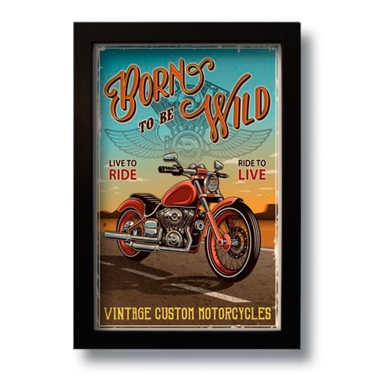 Quadro Decorativo Born To Be Wild Vintage  33x43 cm