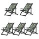 Kit 5 Espreguiçadeiras Dobrável Black CB-Folhas Verdes