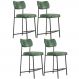 Kit 04 Banquetas Baixa Bar Cozinha Sala De Jantar Preto Elira L02 Couríssimo Verde - Lyam Decor