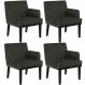 Kit 04 Poltronas Decorativas Sala de Estar Base Preto Beatriz W01 Linho Chumbo - Lyam Decor
