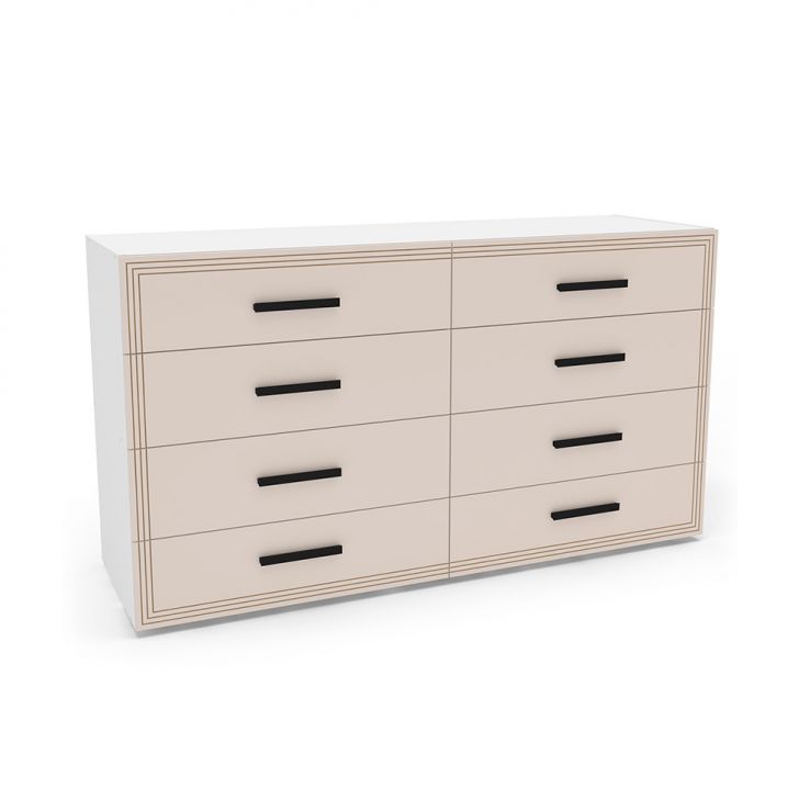 Cômoda Valência 8 Gavetas Creme e Branca