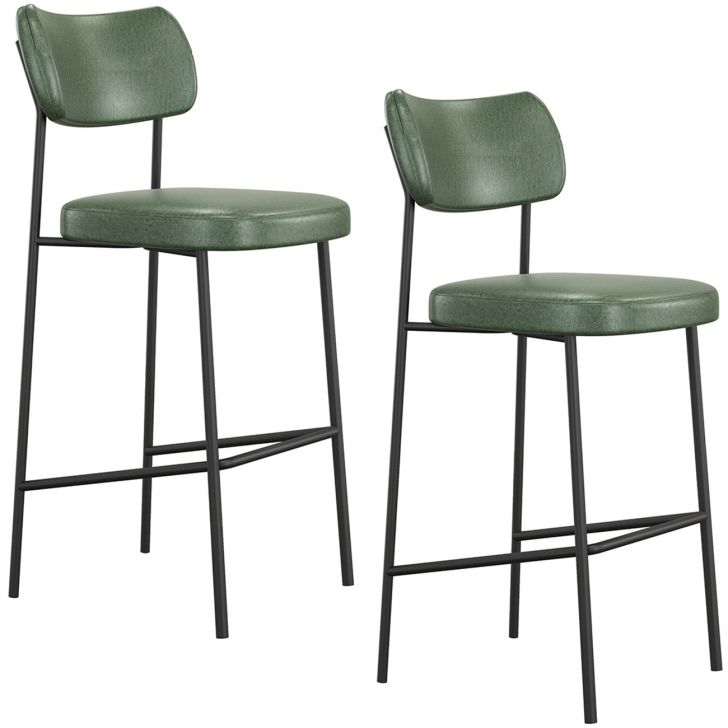Banqueta Alta Bar Estofada Kit 2 Milli Sintético Verde A14  - Mpozenato