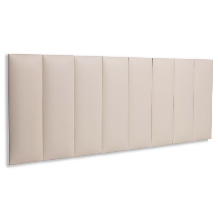 Cabeceira Queen Estofada Para Cama Box Kit 8 Placas Adesivas - Modelo Reta Courino Off White