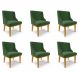 Kit 6 Cadeiras Decorativas Sala de Jantar Base Fixa de Madeira Firenze Suede Verde/Castanho G19 - Gran Belo