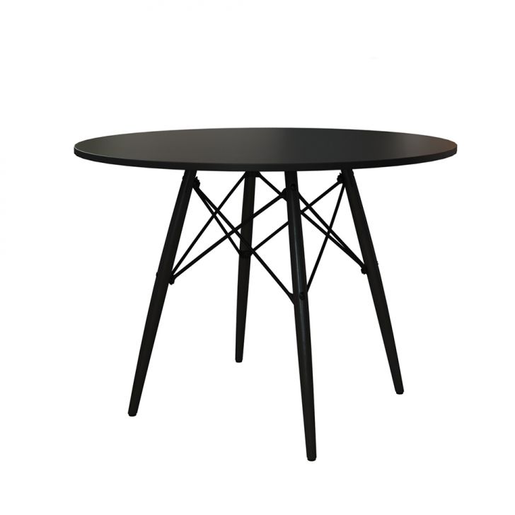 Mesa de Jantar Redonda Eiffel Wood Preta 90 cm