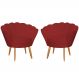 Kit 2 Poltronas Decorativa para Sala de Estar Charm Suede Vermelho - Montanaris Decor