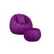 Kit Poltrona Decorativa C/Puff e Almofada Concha Veludo Roxo - Montanaris Decor