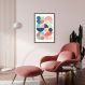 Quadro Abstrato Bauhaus Cores Quentes 100x70 Caixa Marrom