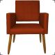 Poltrona Decorativa Reforçadas Para Sala Isa Suede Terracota Pé Castanho - Clique E Decore