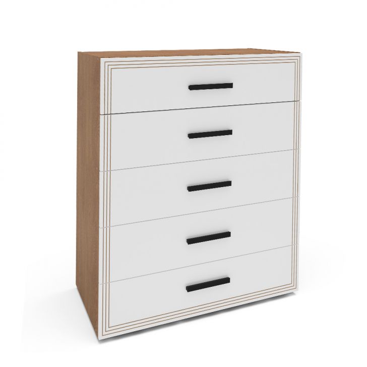 Cômoda Valência 5 Gavetas Branca e Freijó