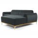 Sofá 350cm 6 Lugares com Chaise Direito Pés Gold Molino B-317 Veludo Cinza - Domi