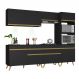 Armário de Cozinha Completa 252cm com Leds Veneza Up Multimóveis V2035 Preto/Dourado