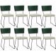 Kit 08 Cadeiras Decorativas Sala Jantar Allana L02 Facto Verde Musgo Linho Champagne - Lyam Decor