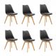 Kit 6 Cadeiras Saarinen Wood Com Estofamento V rias Cores Cor:Preto