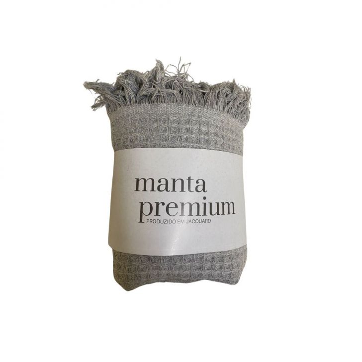 Manta Decorativa Waffle Cinza 140x140 cm