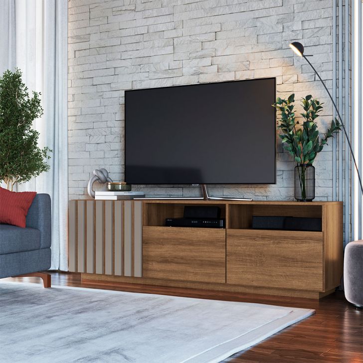 Rack Harry Mel e Fumê 180 cm