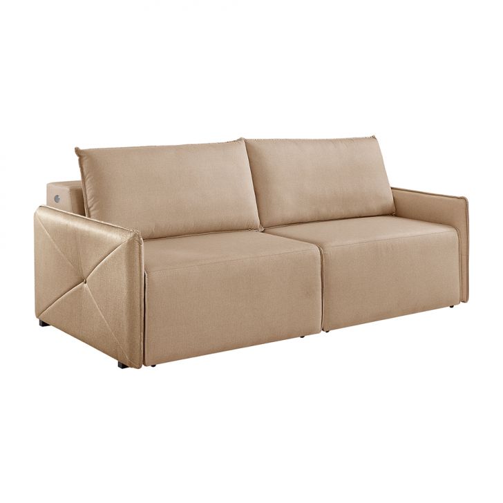 Image of Sofá 3 Lugares Retrátil Urban Com Usb Linho Palha 220 Cm PLA-ES745UP53QUCMOB