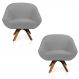 Kit 02 Poltronas Giratória Giovana Suede Cinza Base Madeira MM30 D'Rossi