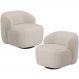 Kit 02 Poltronas Decorativa Orgânica Giratória Para Sala Living Barolo L06 Linho Bege - Lyam Decor