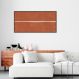 Quadro Laranja Linha Minimalista 86x43 Caixa Marrom