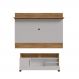 Conjunto Painel e Rack Rivia Cinamomo Off White