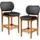Kit 02 Banquetas Baixa Bar Cozinha E Sala De Jantar Fixa Betta L02 Imbuia Couríssimo Preto - Lyam Decor