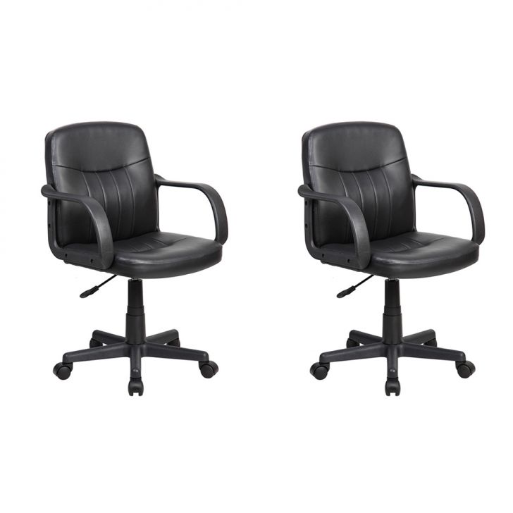 Conjunto Com 2 Cadeiras De Escritório Secretária Giratórias Clean Preto