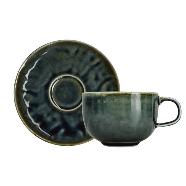 Xícara de Chá com Pires Orgânico Cobalto