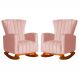 Kit 02 Poltronas Decorativa Melinda Pés Balanço Veludo Rosa