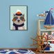 Quadro Infantil Guaxinim na Neve 60x43 Filete Preto