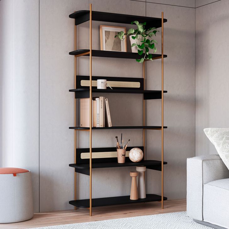 Estante Oslo Preta e Dourada