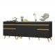 Kit com 2 Balcões de Cozinha 150cm e 70cm Veneza Multimóveis V2073 Preto/Dourado