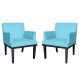 Combo 02 Poltronas Vitória Sala e Recepção Com Base de Madeira Suede Azul Turquesa - DS Estofados