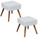 Kit 02 Puffs Banqueta Decorativa com Pés Palito Lívia W01 Corino Branco - Lyam Decor