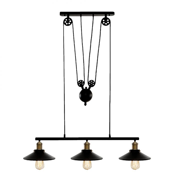 Pendente Retrô Industrial 3 Lâmpadas Preto