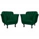 Kit 02 Poltronas Decorativas Helena Pés Luis XV Suede Verde - DS Estofados