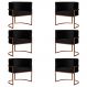 Kit 6 Poltronas Decorativa Luana Base Bronze Veludo Preto - Montanaris Decor