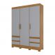 Guarda-Roupa Casal Lema 3 PT 4 GV Nature e Cinza