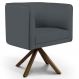 Poltrona Decorativa Sala de Estar Giratória Base Giromad Madeira Betina C-03 Corano Cinza - Domi