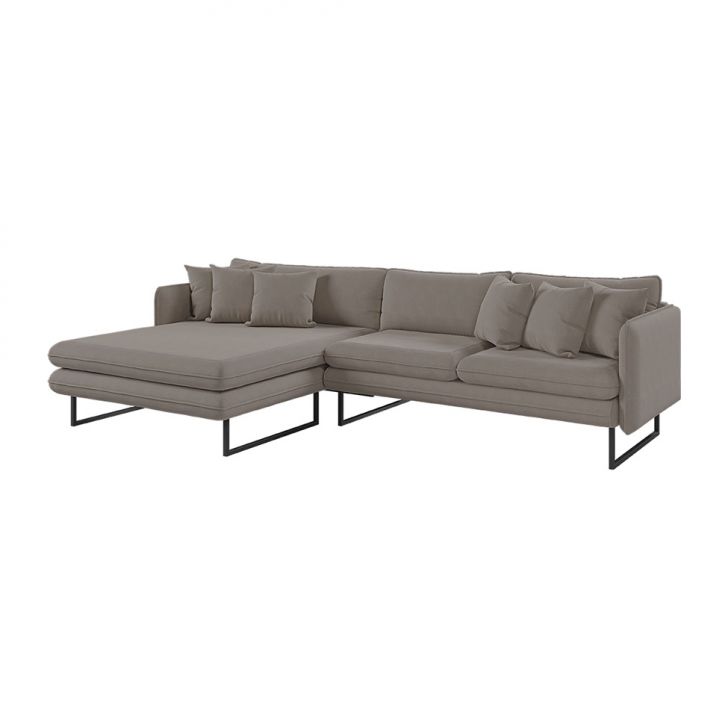 Sofá 5 Lugares Ricco Com Chaise Esquerda Linho Fendi